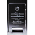 Medium Crystal Plaque Award w/ Metal Base & Globe